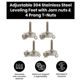 img 2 attached to 🔧 Stainless Steel Outdoor Leveler Kit for Cabinets, Patio Furniture, and Table Legs - Adjustable Height Leveling Feet with Stabilizing Jam Nuts - (4) 3/8-16 Leg Levelers Included