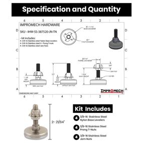 img 3 attached to 🔧 Stainless Steel Outdoor Leveler Kit for Cabinets, Patio Furniture, and Table Legs - Adjustable Height Leveling Feet with Stabilizing Jam Nuts - (4) 3/8-16 Leg Levelers Included