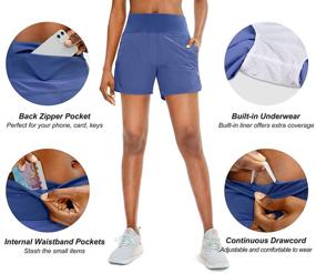 img 3 attached to Soothfeel Women's Quick Dry High Waist Running Shorts with Zip Pocket and Liner - 5 inch