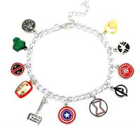 🏻 superhero charm bracelet collection - perfect gifts for fantastic fans, collectible jewelry merchandise featuring avengers, hulk, loki, and iron man logo