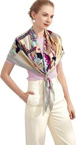 img 4 attached to 🧣 Jeelow Premium 100% Mulberry Silk Extra Large Square Scarf Shawl Wrap for Women - 16 Mommes, 42x42 Inch - Ideal for Evening Dresses