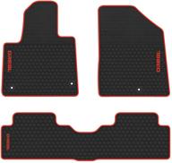 🚗 biosp car floor mats for hyundai santa fe 2013-2018 - front and rear custom fit, heavy duty rubber liner set in black red - all-weather guard, odorless, and vehicle carpet protection logo