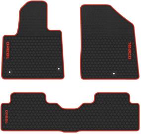 img 4 attached to 🚗 BIOSP Car Floor Mats for Hyundai Santa Fe 2013-2018 - Front and Rear Custom Fit, Heavy Duty Rubber Liner Set in Black Red - All-Weather Guard, Odorless, and Vehicle Carpet Protection