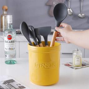 img 1 attached to 🍳 Yellow Large Ceramic Utensil Crock - KOOV Cooking Utensil Holder, Deep and Stable Countertop Utensil Caddy (Letter Series)