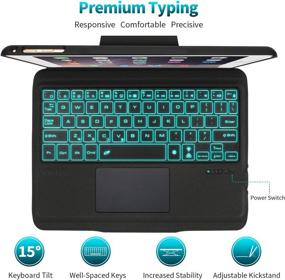 img 2 attached to 🔌 Kibbol Touchpad iPad Keyboard Case - 7-Color Backlit, Precisive Trackpad, Detachable Bluetooth Keyboard - for iPad 10.2" 9th/8th/7th Gen, Pro 10.5, Air 3 - Easy Pairing - Black