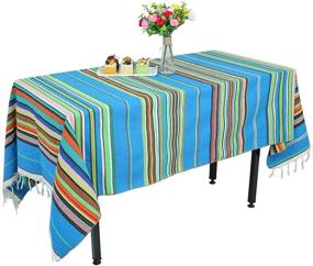 img 3 attached to Zdada Mexican Serape Blanket: Vibrant Aztec-Mexican-Falsa-Blanket, Perfect for Outdoors, Home, and Table Covers - 59x84inch