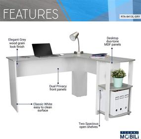 img 2 attached to 🖥️ Enhance Your Workspace with Techni Mobili Grey L-Shaped Computer Desk featuring Modern Side Shelves