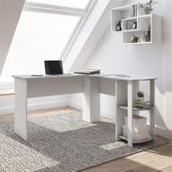 🖥️ enhance your workspace with techni mobili grey l-shaped computer desk featuring modern side shelves logo