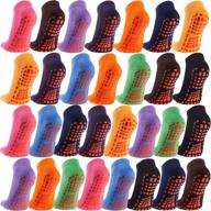 pack of 30 colorful non-slip skid socks with grips - soft yoga socks for men and women, ideal for yoga, pilates, barre - available in 10 vibrant colors logo