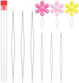 img 4 attached to Premium 6-Piece Beading Needles Set with Needle 🪡 Bottle – Extended Length Straight Needles for Jewelry Making