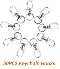 img 3 attached to 🔑 Premium Pack: 100 Metal Keychain Clips and Rings with 50 Hooks & Rings for Lanyard, Key, Jewelry, Art Crafts