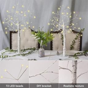 img 3 attached to 🌳 1.7FT White Birch Tree Lighted - 72 LED Artificial Tree Lamp, USB and Battery Powered Twig Christmas Tree for Home Party Wedding Party Christmas Decoration Desktop Centerpiece (Warm White)