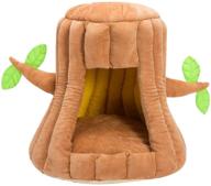 🌳 hollypet cozy pet bed - warm cave nest sleeping bed tree shape puppy house for cats and small dogs - stump design logo