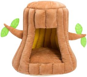 img 4 attached to 🌳 Hollypet Cozy Pet Bed - Warm Cave Nest Sleeping Bed Tree Shape Puppy House for Cats and Small Dogs - Stump Design