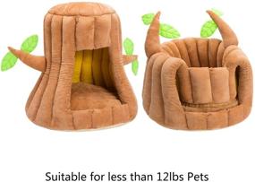 img 3 attached to 🌳 Hollypet Cozy Pet Bed - Warm Cave Nest Sleeping Bed Tree Shape Puppy House for Cats and Small Dogs - Stump Design