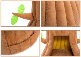 img 1 attached to 🌳 Hollypet Cozy Pet Bed - Warm Cave Nest Sleeping Bed Tree Shape Puppy House for Cats and Small Dogs - Stump Design