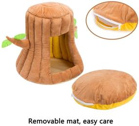 img 2 attached to 🌳 Hollypet Cozy Pet Bed - Warm Cave Nest Sleeping Bed Tree Shape Puppy House for Cats and Small Dogs - Stump Design