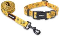 🐶 qqpets dog collar leash set: personalized basic collars leash for dogs - adjustable, handle for training, walking & running - yellow bee pattern logo