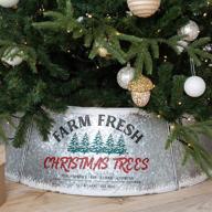 hallops galvanized tree collar: adjustable metal skirt, distressed white, oversize - large to small christmas tree decor логотип