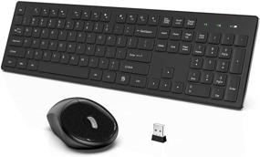 img 4 attached to 🖥️ WisFox Full-Size Wireless Keyboard and Mouse Combo - Silent 2.4GHz USB Wireless Keyboard Mouse for PC Desktops, Laptops, Windows (Black)