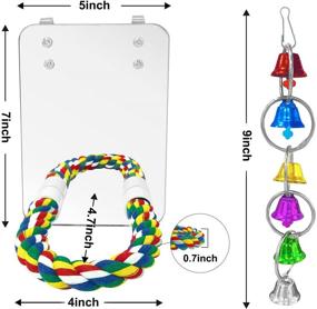 img 2 attached to 🐦 Enhance Joyful Interactions: Eeaivnm 7 Inch Pet Bird Mirror Swing Parrot Cage Toys with Rope Perch, Bird Swing Bell Toys for Parakeet Cockatoo Cockatiel Conure Lovebirds Finch Canaries