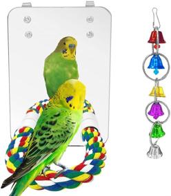 img 4 attached to 🐦 Enhance Joyful Interactions: Eeaivnm 7 Inch Pet Bird Mirror Swing Parrot Cage Toys with Rope Perch, Bird Swing Bell Toys for Parakeet Cockatoo Cockatiel Conure Lovebirds Finch Canaries