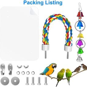 img 1 attached to 🐦 Enhance Joyful Interactions: Eeaivnm 7 Inch Pet Bird Mirror Swing Parrot Cage Toys with Rope Perch, Bird Swing Bell Toys for Parakeet Cockatoo Cockatiel Conure Lovebirds Finch Canaries