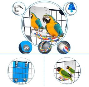 img 3 attached to 🐦 Enhance Joyful Interactions: Eeaivnm 7 Inch Pet Bird Mirror Swing Parrot Cage Toys with Rope Perch, Bird Swing Bell Toys for Parakeet Cockatoo Cockatiel Conure Lovebirds Finch Canaries