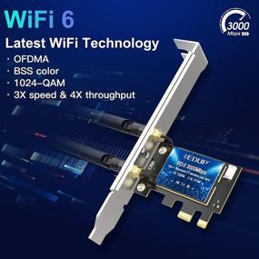 img 3 attached to 📶 Высокоскоростная карта WiFi 6 PCIe EDUP с Bluetooth 5.1: AX3000 Мбит/с AX200 Двухдиапазонная для настольного ПК Windows 10 64-бит