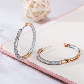 img 1 attached to Richapex CZ Hoop Earrings - Sparkling Hypoallergenic Women's/Girl's Hoops