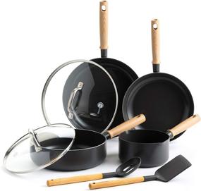 img 4 attached to 🍳 Набор посуды GreenPan Healthy Ceramic Nonstick Hudson 8 штук - коричневый/черный