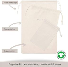 img 2 attached to 12-Pack of Natural 6x8 Inch Drawstring Bags, Ideal for Kitchen, Pantry, Wardrobe, Drawer, Storage - Made with 100% Organic Cotton