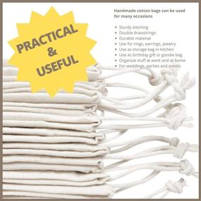 img 3 attached to 12-Pack of Natural 6x8 Inch Drawstring Bags, Ideal for Kitchen, Pantry, Wardrobe, Drawer, Storage - Made with 100% Organic Cotton