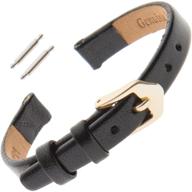 👩 gilden ladies watch band f66 - flat polished leather, 6-12mm width logo