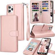 🌸 tekcoo wallet case for iphone 11 pro / iphone 11 pro (5.8 inch) 2019 - rose gold | luxury card slots & detachable magnetic hard case logo