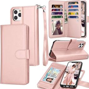 img 4 attached to 🌸 Tekcoo Wallet Case for iPhone 11 Pro / iPhone 11 Pro (5.8 inch) 2019 - Rose Gold | Luxury Card Slots & Detachable Magnetic Hard Case