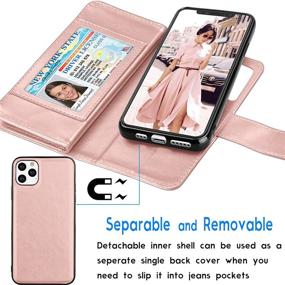 img 2 attached to 🌸 Tekcoo Wallet Case for iPhone 11 Pro / iPhone 11 Pro (5.8 inch) 2019 - Rose Gold | Luxury Card Slots & Detachable Magnetic Hard Case