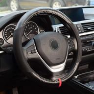 🚗 kafeek steering wheel cover: universal 15 inch, microfiber leather, carbon fiber, anti-slip, odorless, black - enhanced grip and style! logo