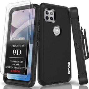 img 4 attached to 📱 Covrware 1 Case + 2 Pack Tempered Glass Screen Protector for Moto One 5G Ace: Tri Series Holster Belt Swivel Clip Kickstand Heavy Duty Full Body Armor Shockproof Protective Cover - Black [3 Items]