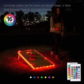 img 1 attached to Ultimate Gaming Experience: RGB 16 Colors LED Cornhole Lights Set with Remote Control - Waterproof, Dimmable, and Multicolor - Perfect for Outdoor Family Fun!