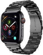 🔗 supoix xl large stainless steel metal link replacement wristbands strap compatible with apple watch series 7 6 5 4 se 44mm 45mm/series 3 2 1 42mm for men-space black logo