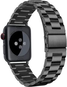 img 2 attached to 🔗 Supoix XL Large Stainless Steel Metal Link Replacement Wristbands Strap Compatible with Apple Watch Series 7 6 5 4 SE 44mm 45mm/Series 3 2 1 42mm for Men-Space Black