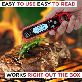 img 3 attached to 🔥 Alpha Grillers Instant Read Meat Thermometer - Waterproof Ultra Fast with Backlight, Calibration, for Kitchen, Outdoor Grilling, BBQ - Red