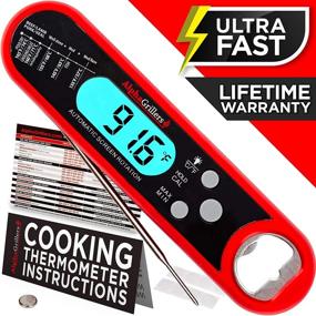 img 4 attached to 🔥 Alpha Grillers Instant Read Meat Thermometer - Waterproof Ultra Fast with Backlight, Calibration, for Kitchen, Outdoor Grilling, BBQ - Red