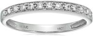 💍 10k white gold petite diamond wedding band in milgrain design by vir jewels - 1/6 cttw logo