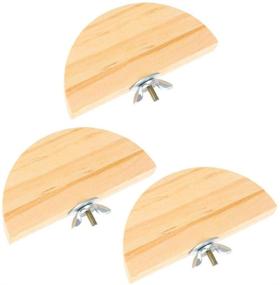 img 4 attached to 🐦 Set of 3 Parrot Cage Perches - Natural Wood Stand Flat Perch Toy, Bird Corner Shelf, and Nail File Perch - Pet Cage Accessories for Budgies, Parakeets, Cockatiels, Hamsters, Gerbils, and Mice