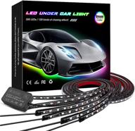 🚗 enhance your ride with korjo car underglow lights: 6 pcs bluetooth led strip lights for cars, trucks, boats - dream color chasing, app control, waterproof - 12v, 300 leds underbody light kit logo