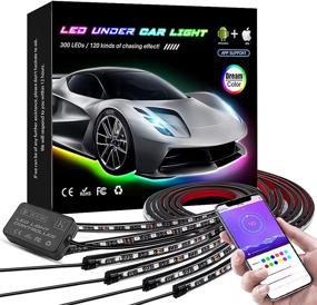 img 3 attached to 🚗 Enhance Your Ride with KORJO Car Underglow Lights: 6 Pcs Bluetooth Led Strip Lights for Cars, Trucks, Boats - Dream Color Chasing, APP Control, Waterproof - 12V, 300 LEDs Underbody Light Kit