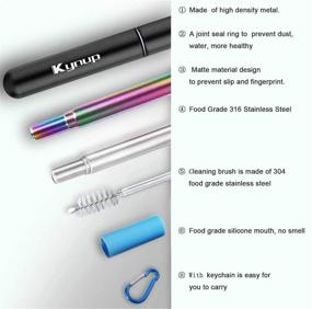 Kynup 4Packs Reusable Straws Metal Straw with Silicon Travel Drinking Straws with Metal Case Keychain Cleaning Brushes Silicon Pcs Perfect for