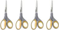 🔪 westcott 13901: 8-inch straight titanium bonded scissors, grey/yellow - pack of 4: a reliable cutting tool for various tasks! logo